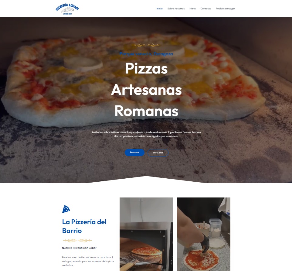 Diseño web de Pizzería Lufadi en Parque Venecia Zaragoza
